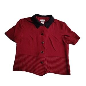 Dress Savvy New York Vintage Red Houndstooth Button Up Short Sleeve Jacket Sz 12